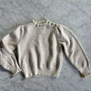 Janie and Jack Cream Turtleneck Sweater with Gold Buttons